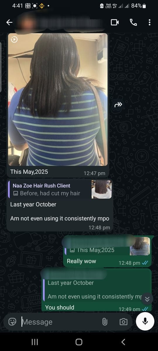 HairRush customer showing hair growth from last October to May